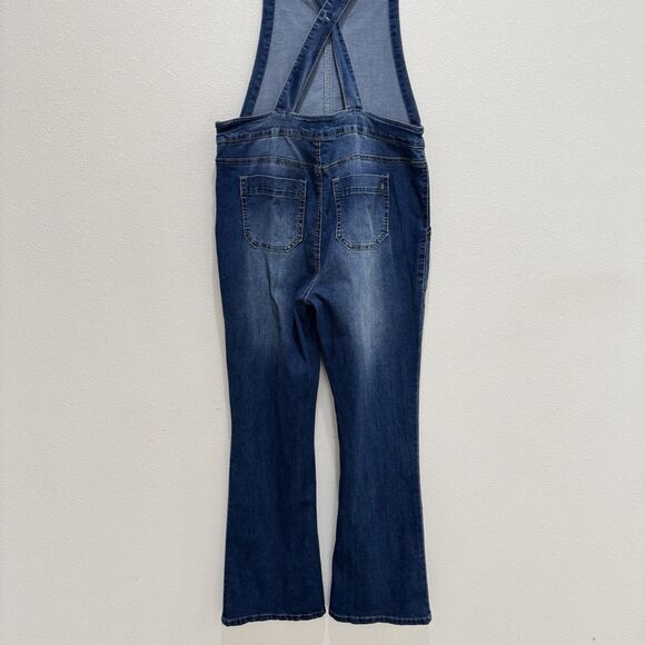 Wallflower Overalls Womens XL Blue Flare Stretch Modern Boho Festival Denim - Picture 8 of 16